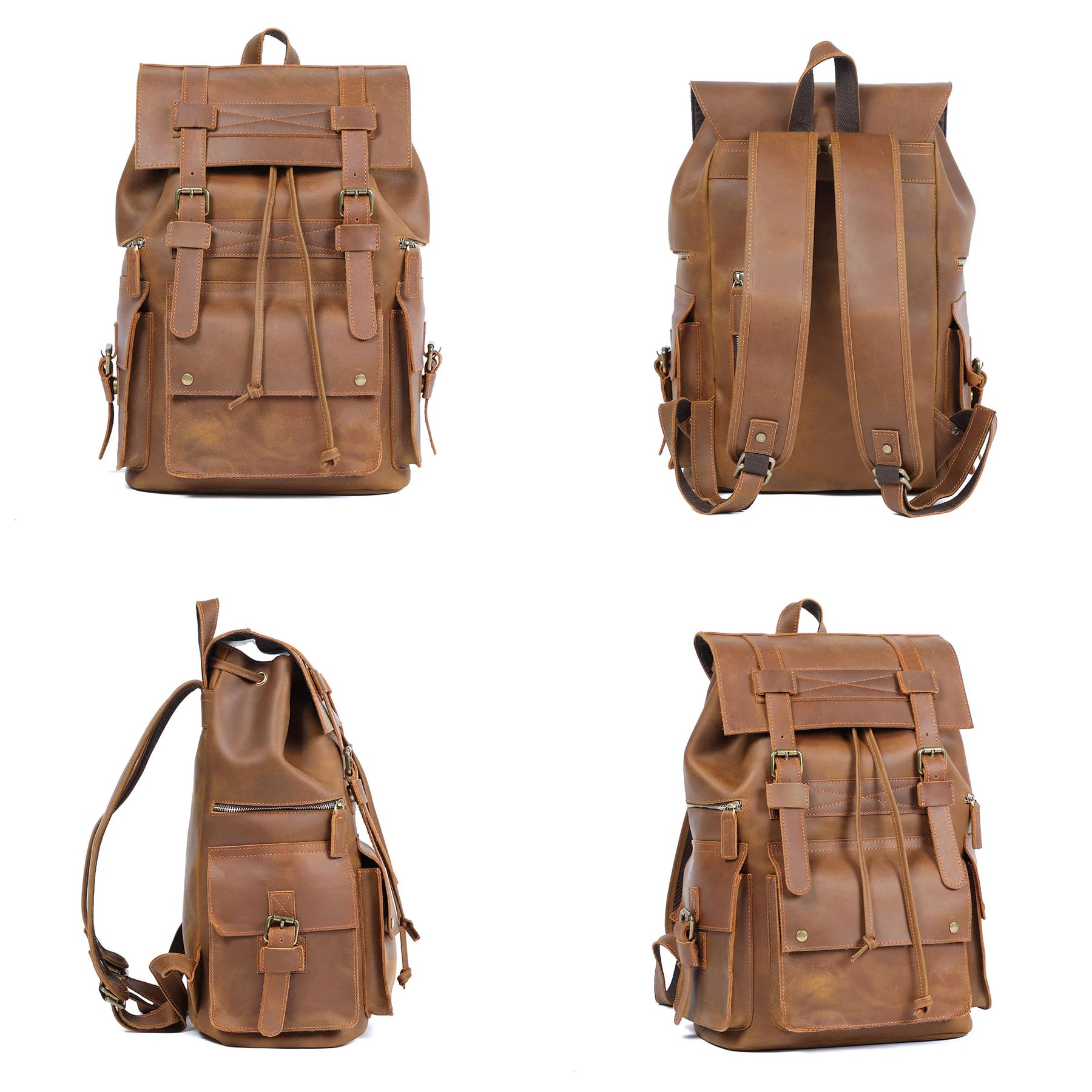 Mochila Masculina Vintage de Couro Genuíno para Laptop – Modelo Herança