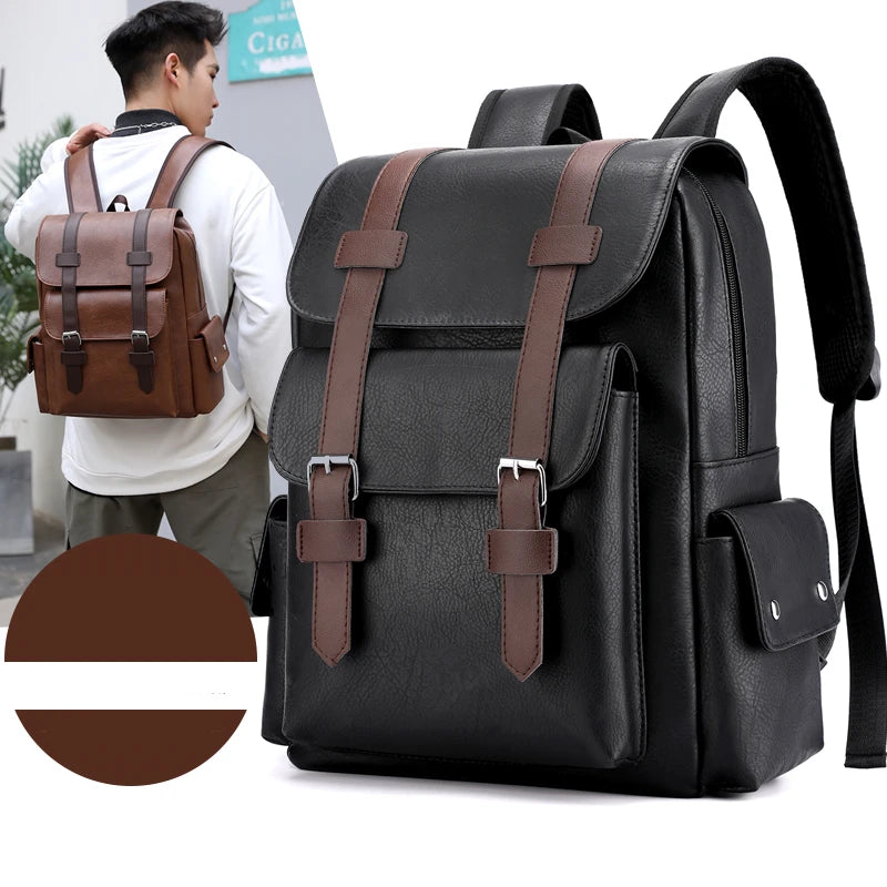 Mochila Masculina de Couro Vintage Britânica