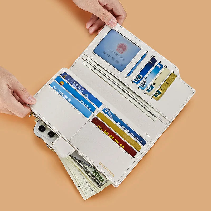 Carteira de Couro Feminina Long Personalizada William Polo