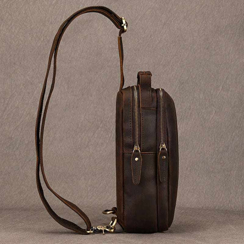 Bolsa Transversal Masculina de Couro Legítimo