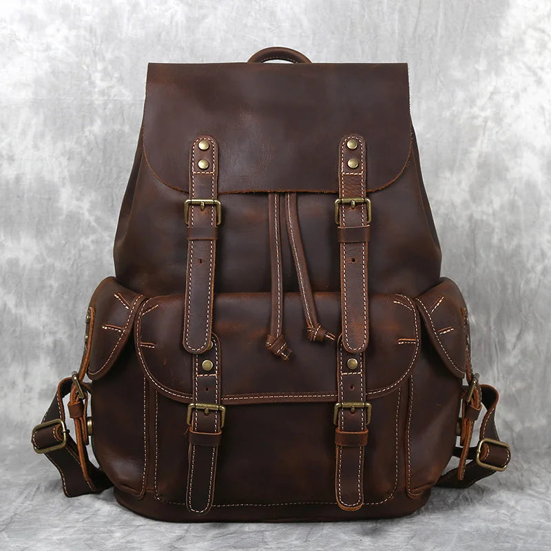Mochila de Couro Genuíno Retro Horse Prime