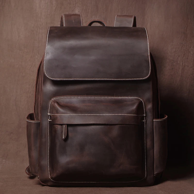 Mochila de Couro Genuíno Vintage Prime