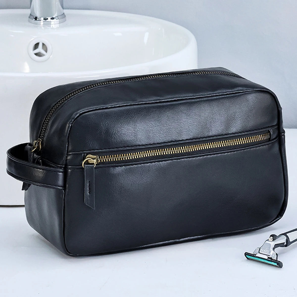 Nécessaire Masculina de Couro Impermeável – Modelo Premium!