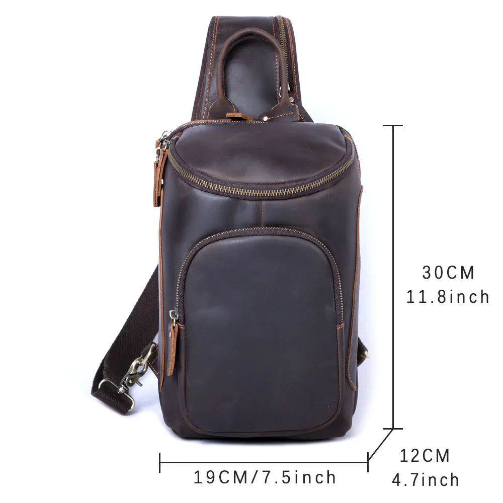 Bolsa Transversal Masculina de Couro Genuíno Prime Vanguard