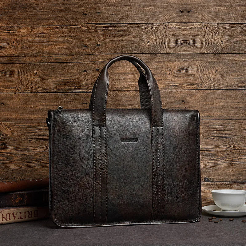 Bolsa de Mão em Couro William Polo com Alças para Ombros - Modelo Unissex Pasta Executiva