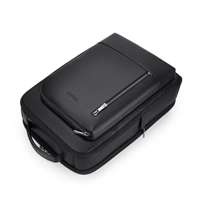 Mochila Masculina de Couro Genuíno William Polo – Modelo Executivo com Tecnologia USB