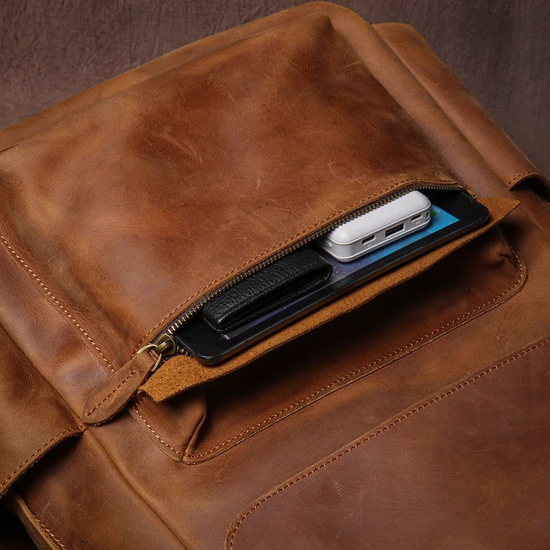 Mochila de Couro Genuíno Vintage Prime