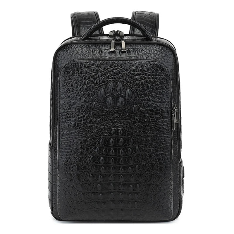 Mochila Masculina Executiva de Couro Legítimo – Modelo Crocodilo