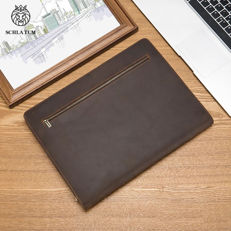 Pasta Executiva de Couro para Notebook, Tablet, Cartões e Documentos
