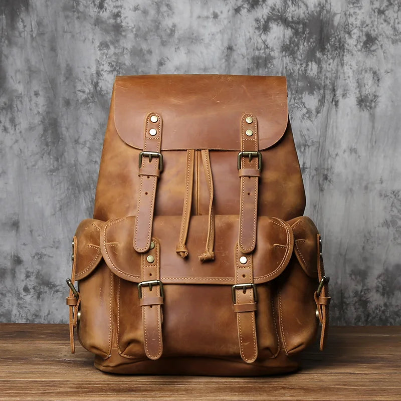 Mochila de Couro Genuíno Retro Horse Prime