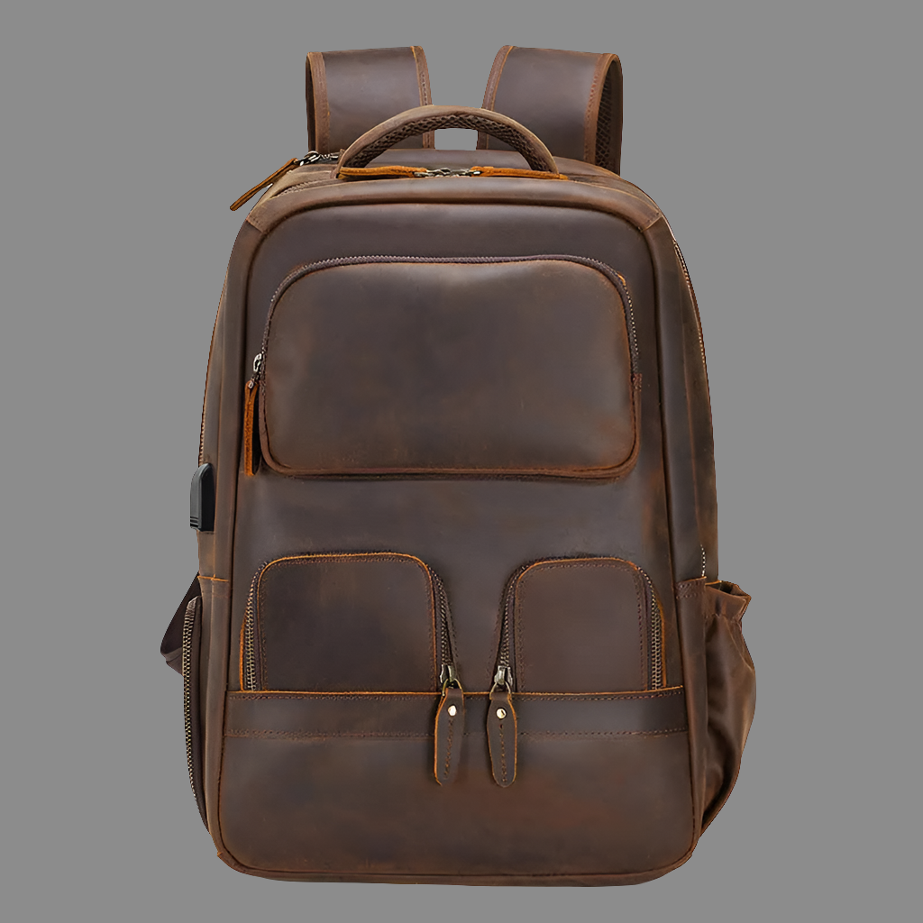 Mochila Masculina de Couro Genuíno para Notebook 17– Modelo Prime Executivo