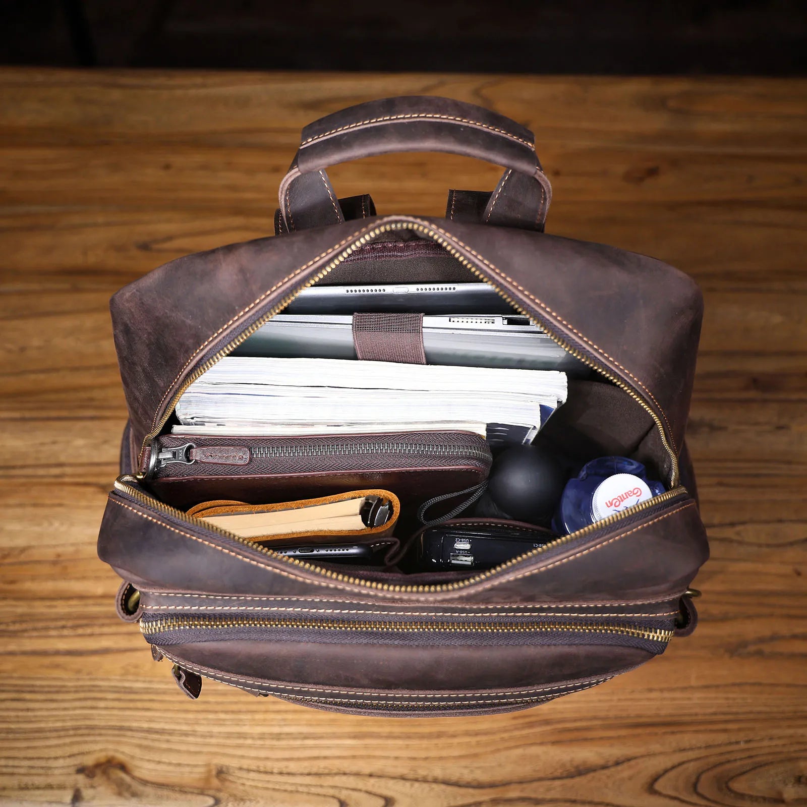 Mochila Masculina de Couro Original para Laptop – Modelo Prestige