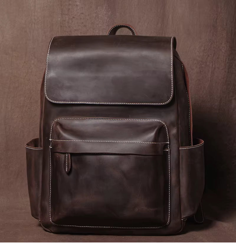 Mochila de Couro Genuíno Vintage Prime