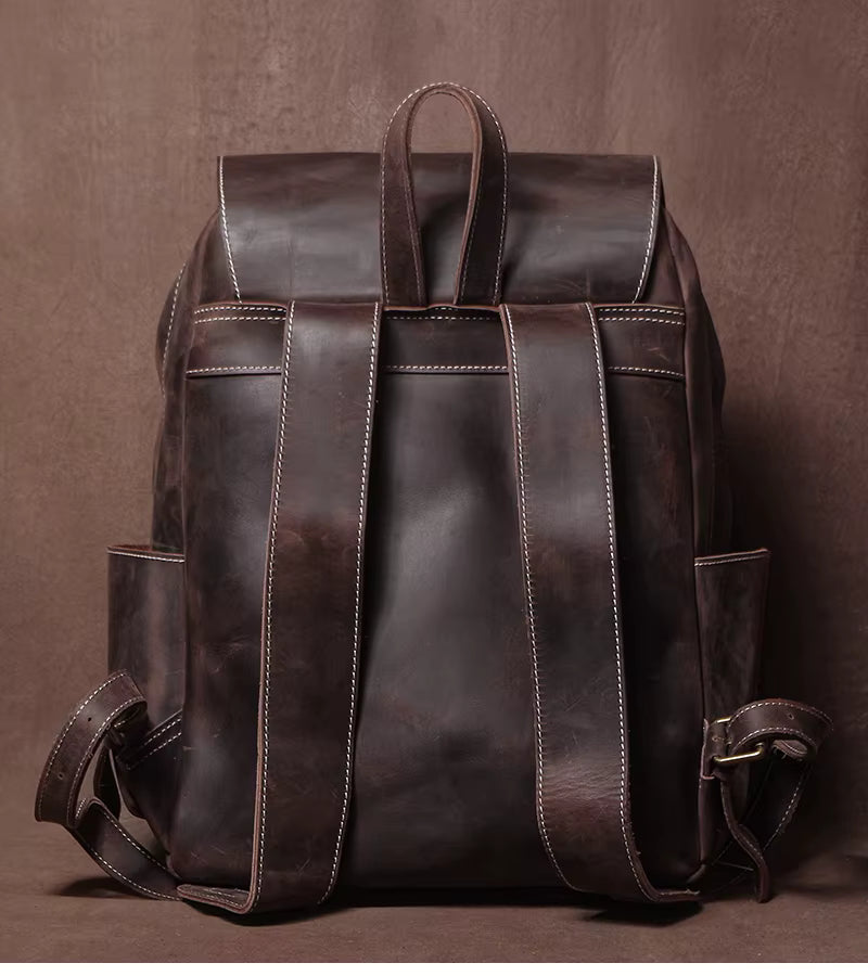 Mochila de Couro Genuíno Vintage Prime
