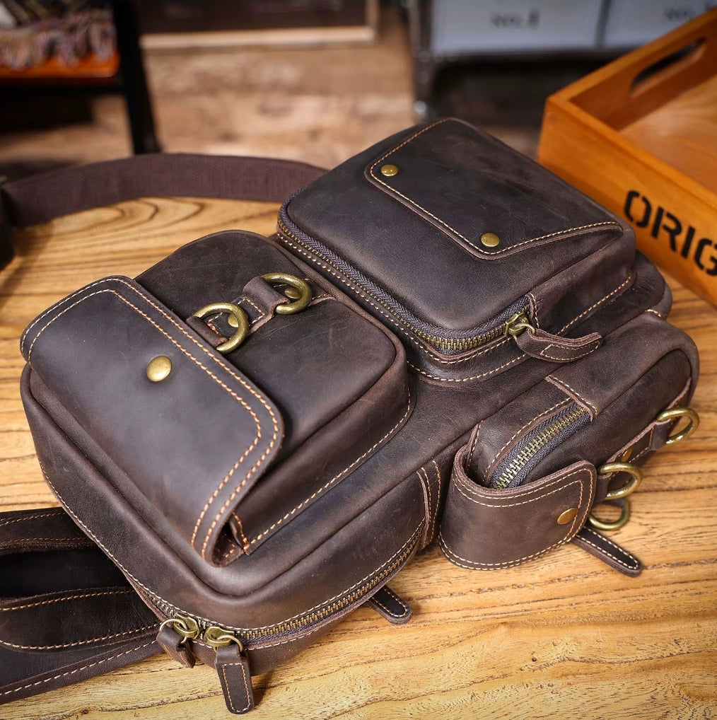Bolsa Transversal Masculina Prime de Couro Legítimo