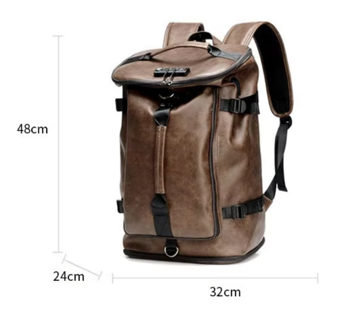 Mochila Masculina Versátil de Couro Legitímo Antifurto
