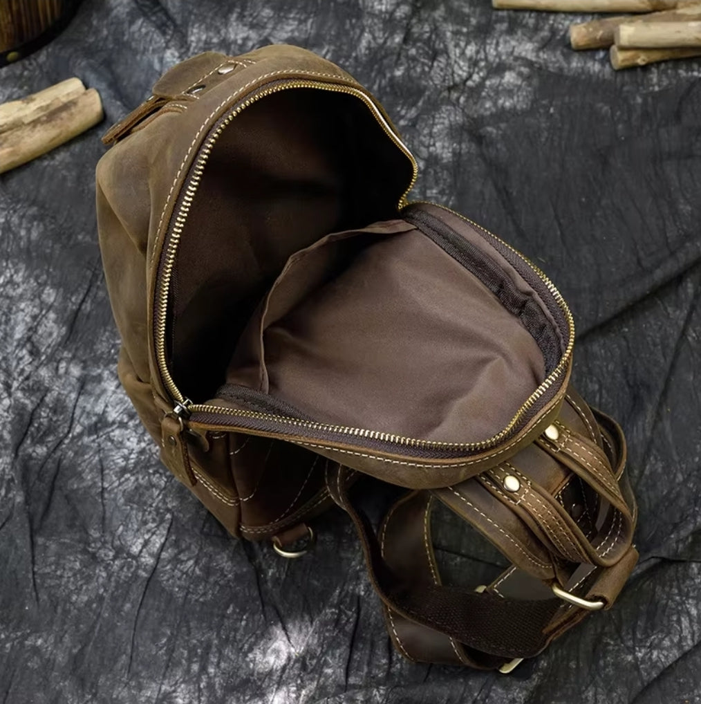 Bolsa Transversal Masculina de Couro Legítimo Vertex