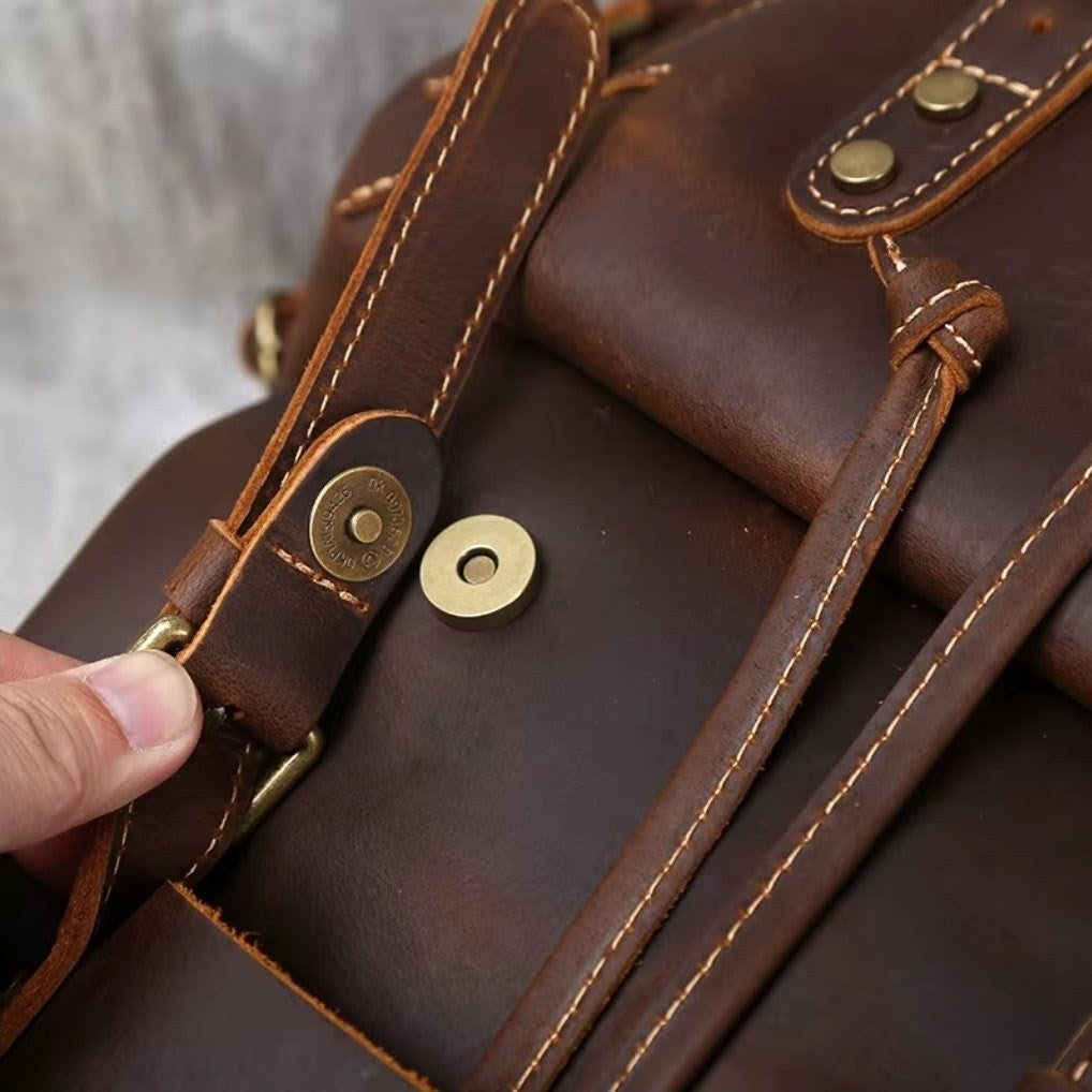 Mochila de Couro Genuíno Retro Horse Prime