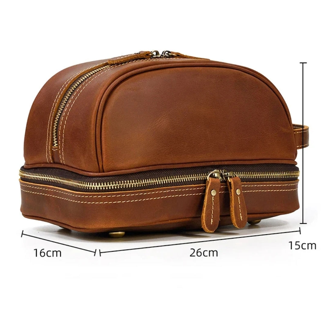 Nécessaire Masculina de Couro Genuíno – Modelo Cowhide