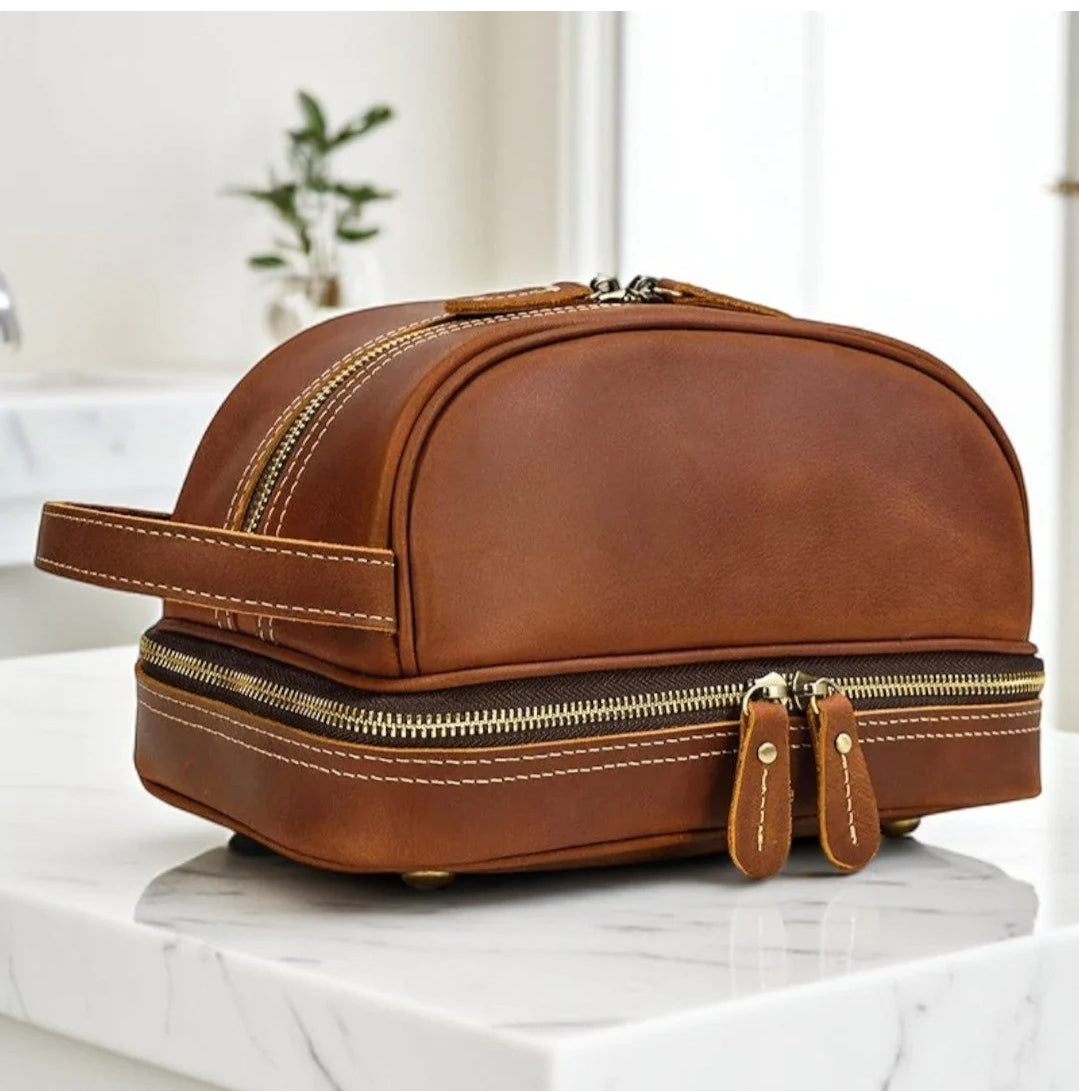 Nécessaire Masculina de Couro Genuíno – Modelo Cowhide