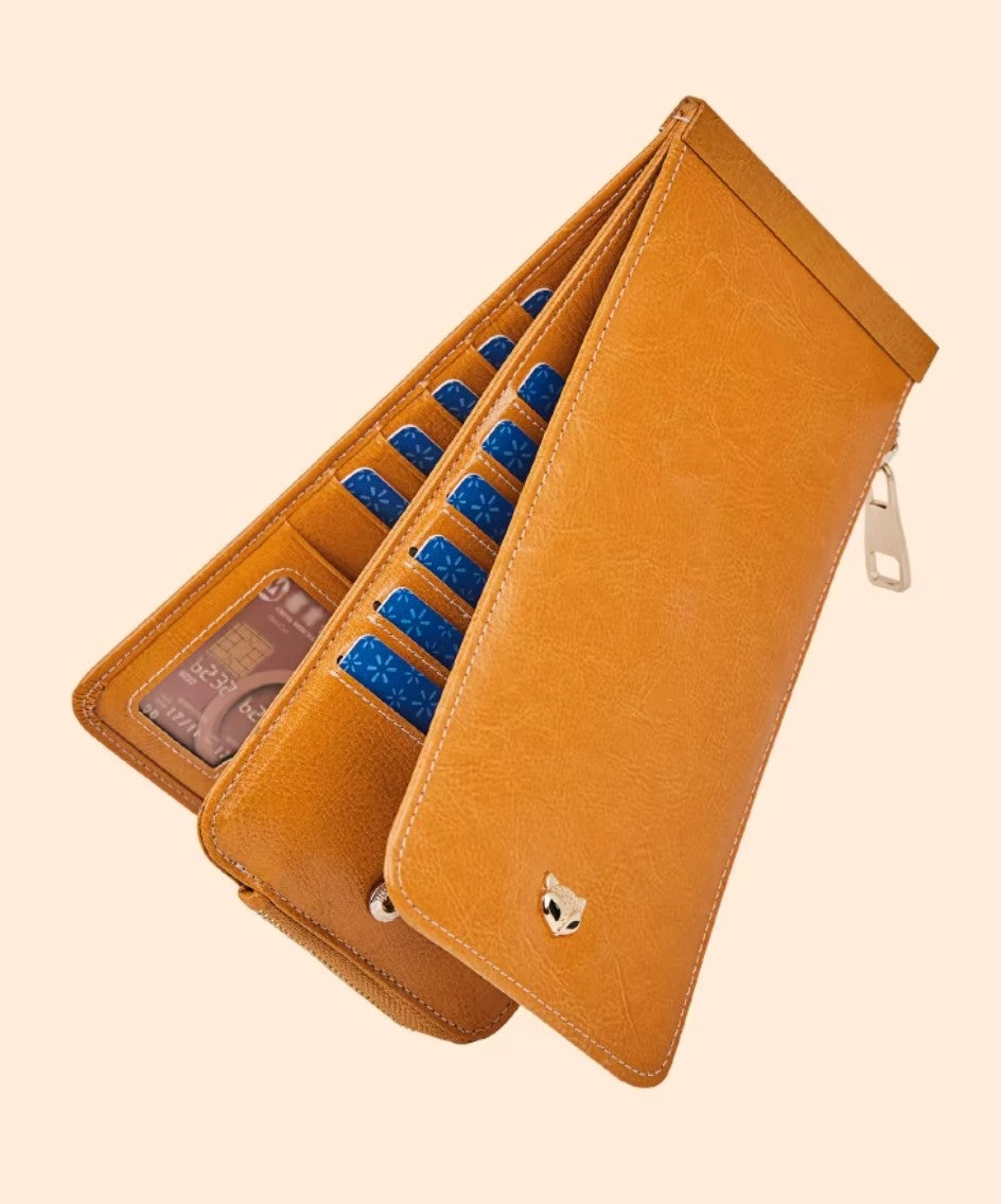 Carteira Feminina de Couro Porta Cartões Modelo Foxer Slim