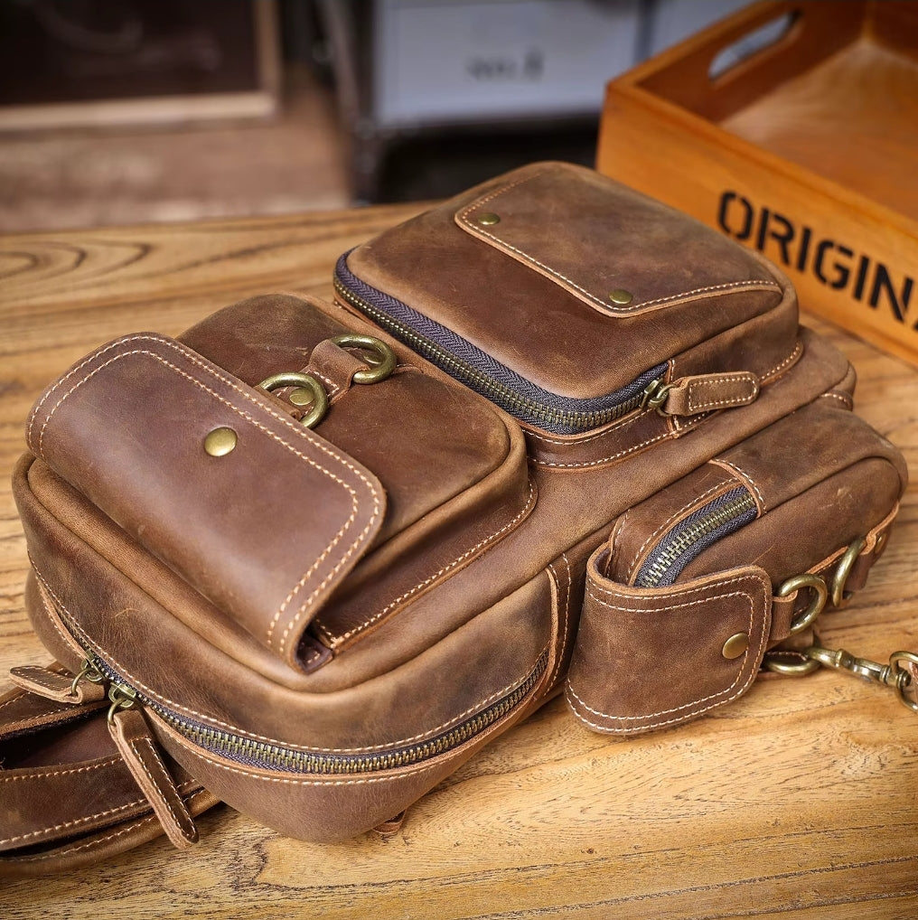Bolsa Transversal Masculina Prime de Couro Legítimo