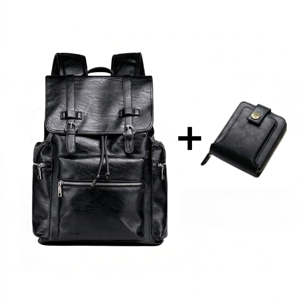Mochila Masculina de Couro Brigth com Carregamento USB!