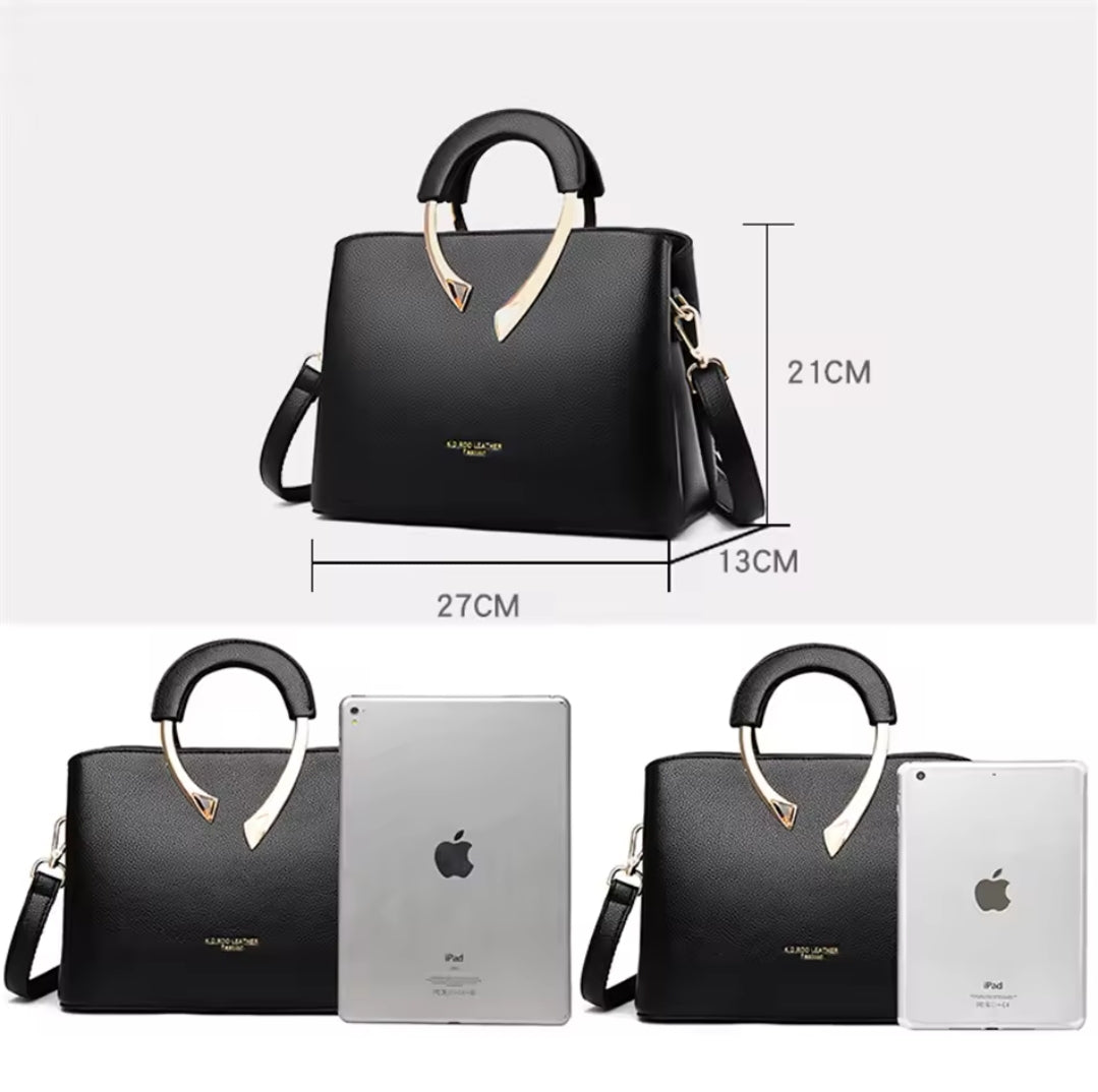 Bolsa Feminina de Couro Genuíno – Modelo Dual Elegance (Mão e Ombro)