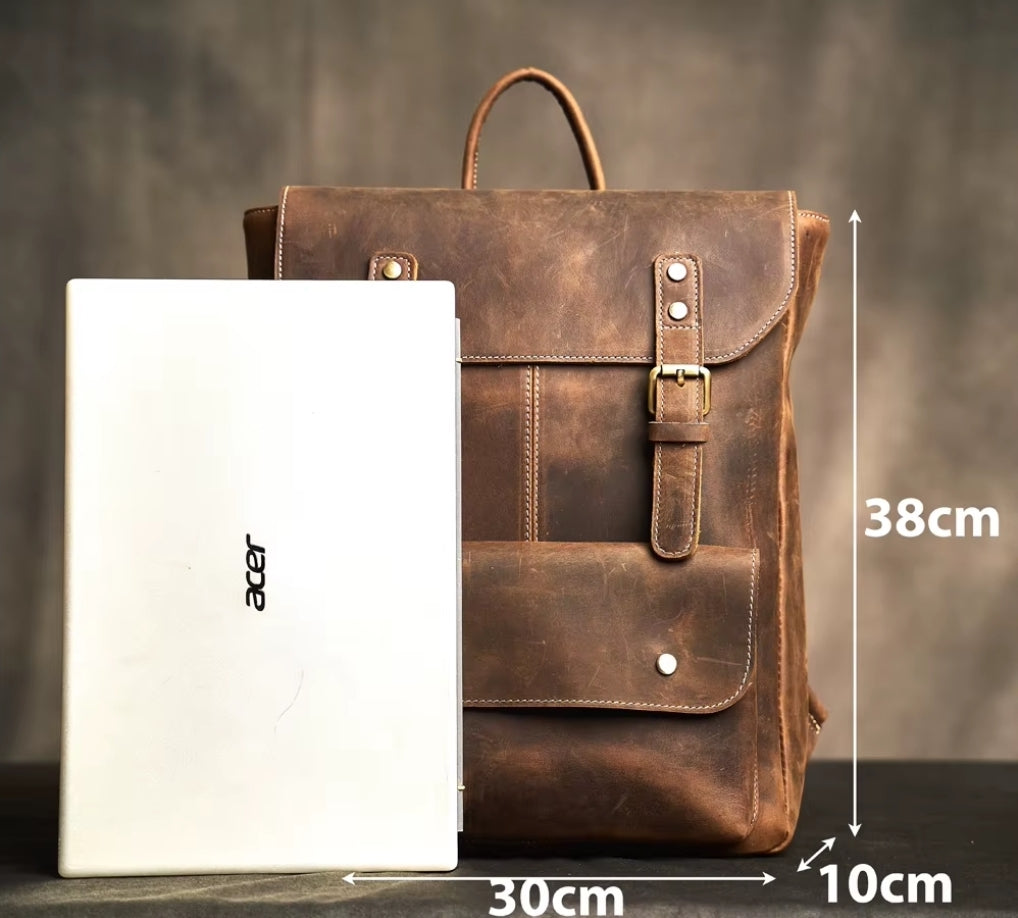 Mochila de Couro Genuíno Modelo Retro Prime