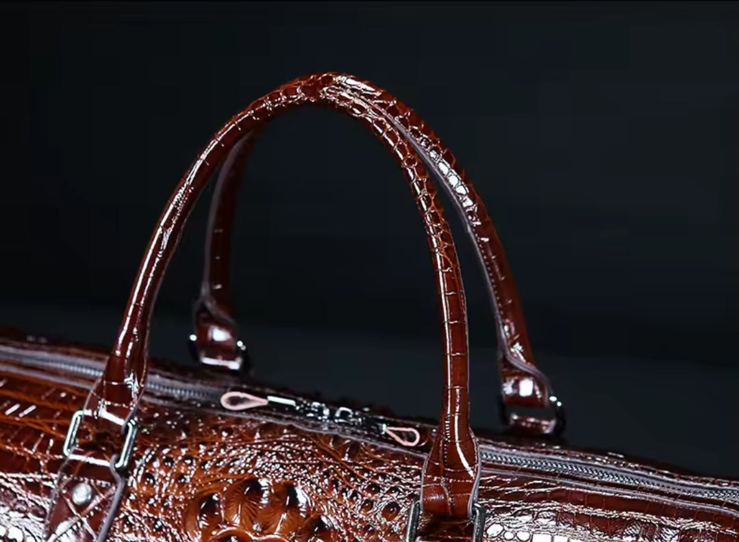 Mala de Viagem Executiva de Couro Genuíno – Modelo Crocodilo