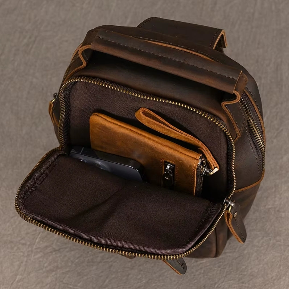 Bolsa Transversal Masculina de Couro Legítimo
