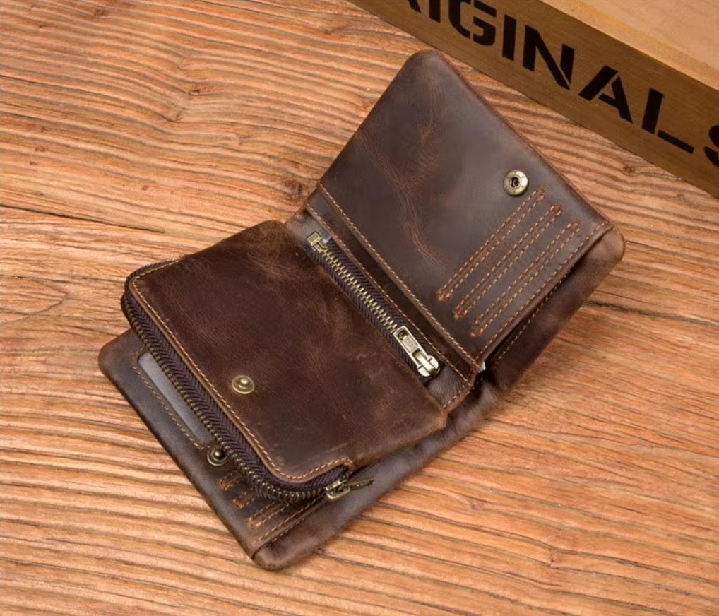 Carteira Masculina de Couro Legítimo Vintage