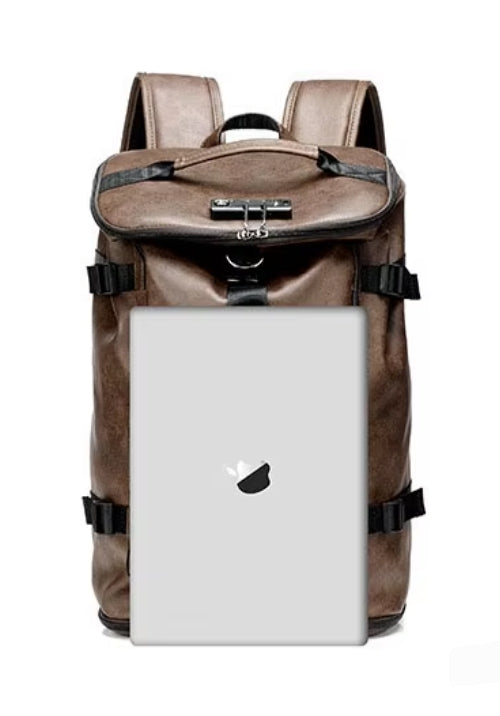 Mochila Masculina Versátil de Couro Legitímo Antifurto