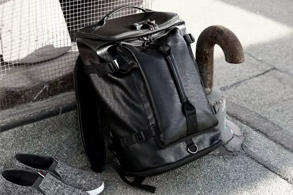 Mochila Masculina Versátil de Couro Legitímo Antifurto