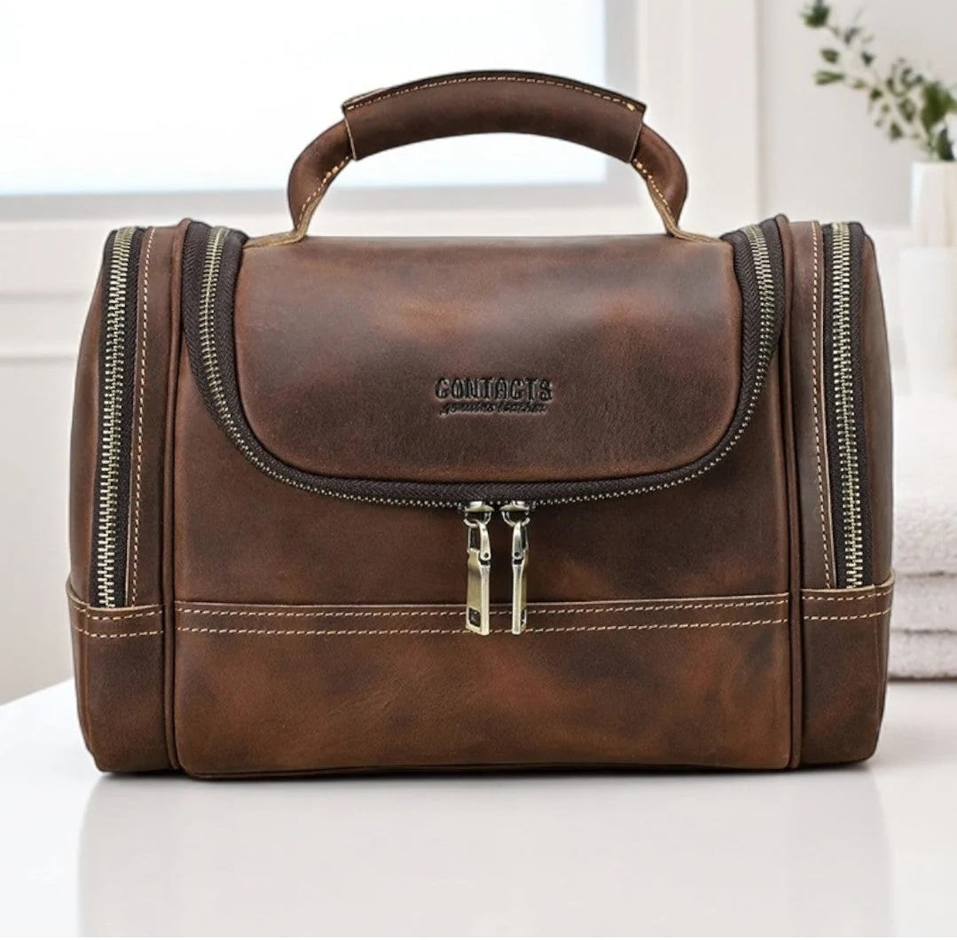 Nécessaire Masculina de Couro Estilo Retrô!