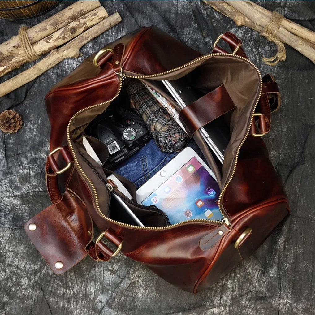 Mala de Viagem de Couro Legítimo – Prime All Red