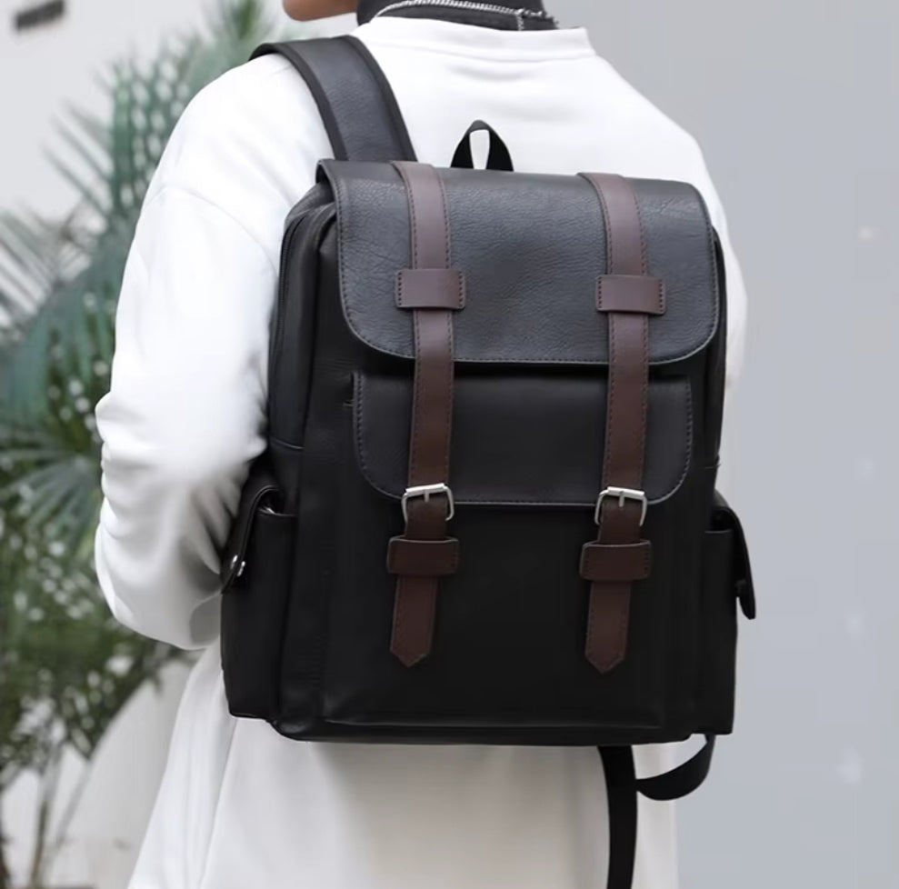 Mochila Masculina de Couro Vintage Britânica