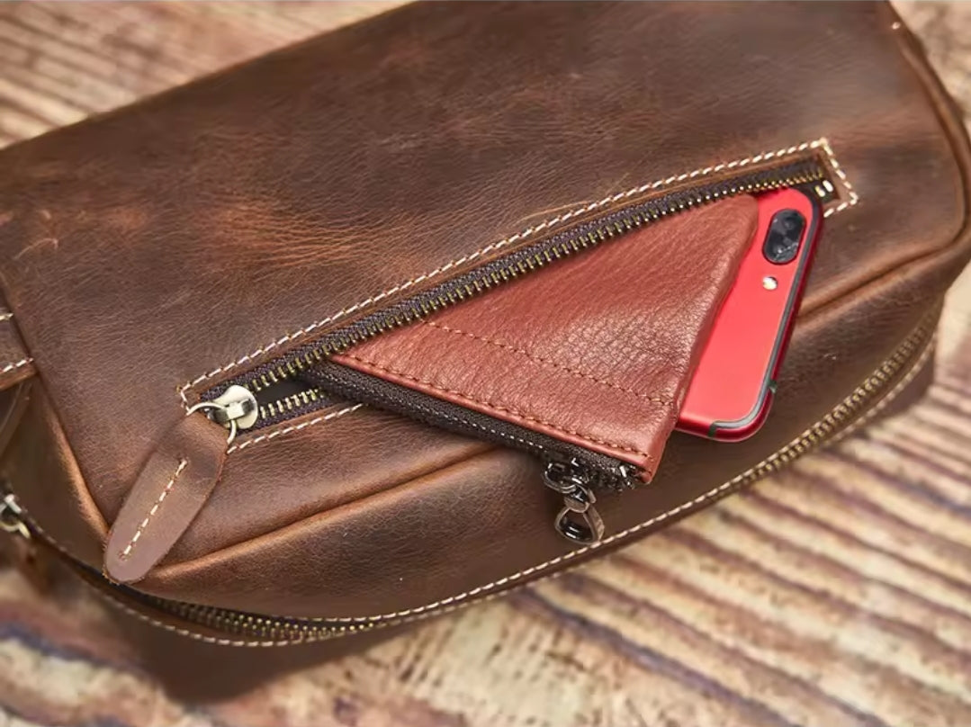 Nécessaire Masculina de Couro Premium – Modelo Vintage Clássico
