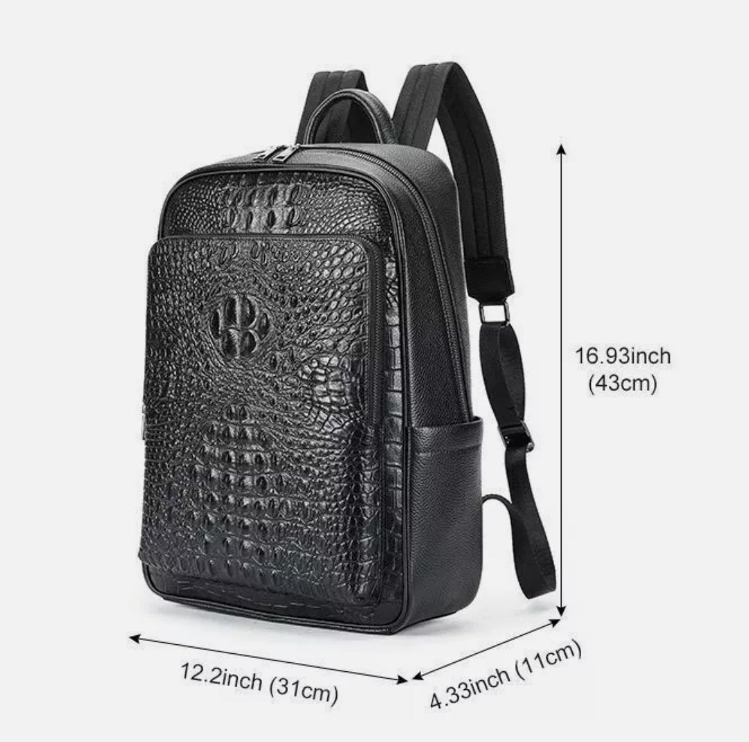 Mochila Masculina Executiva de Couro Legítimo – Modelo Crocodilo