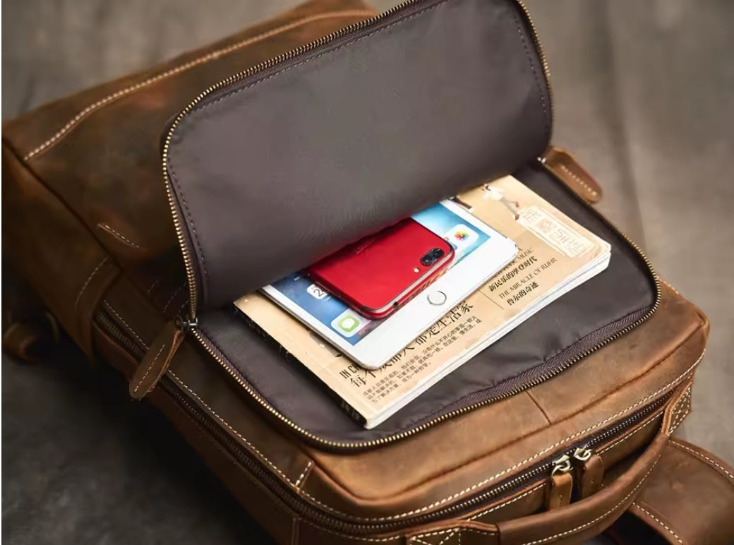 Mochila de Couro para Notebook – Modelo Vintage