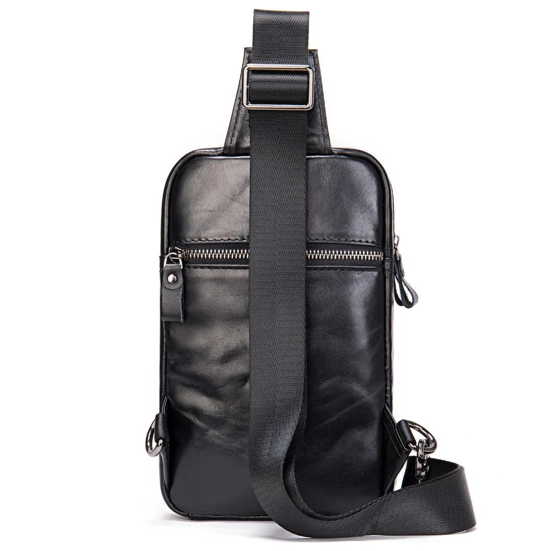 Bolsa Transversal Masculina de Couro Legítimo All Black