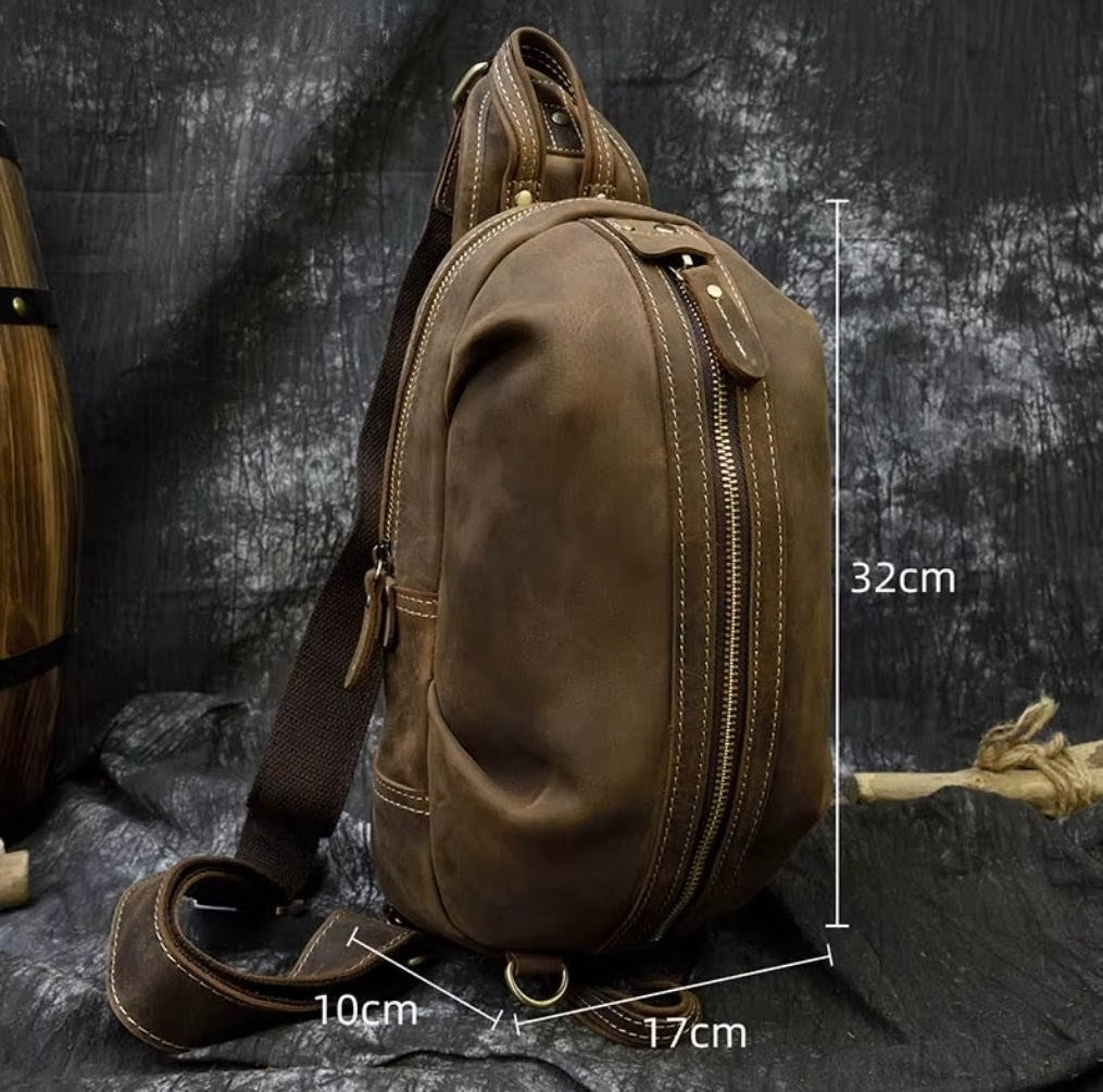 Bolsa Transversal Masculina de Couro Legítimo Vertex
