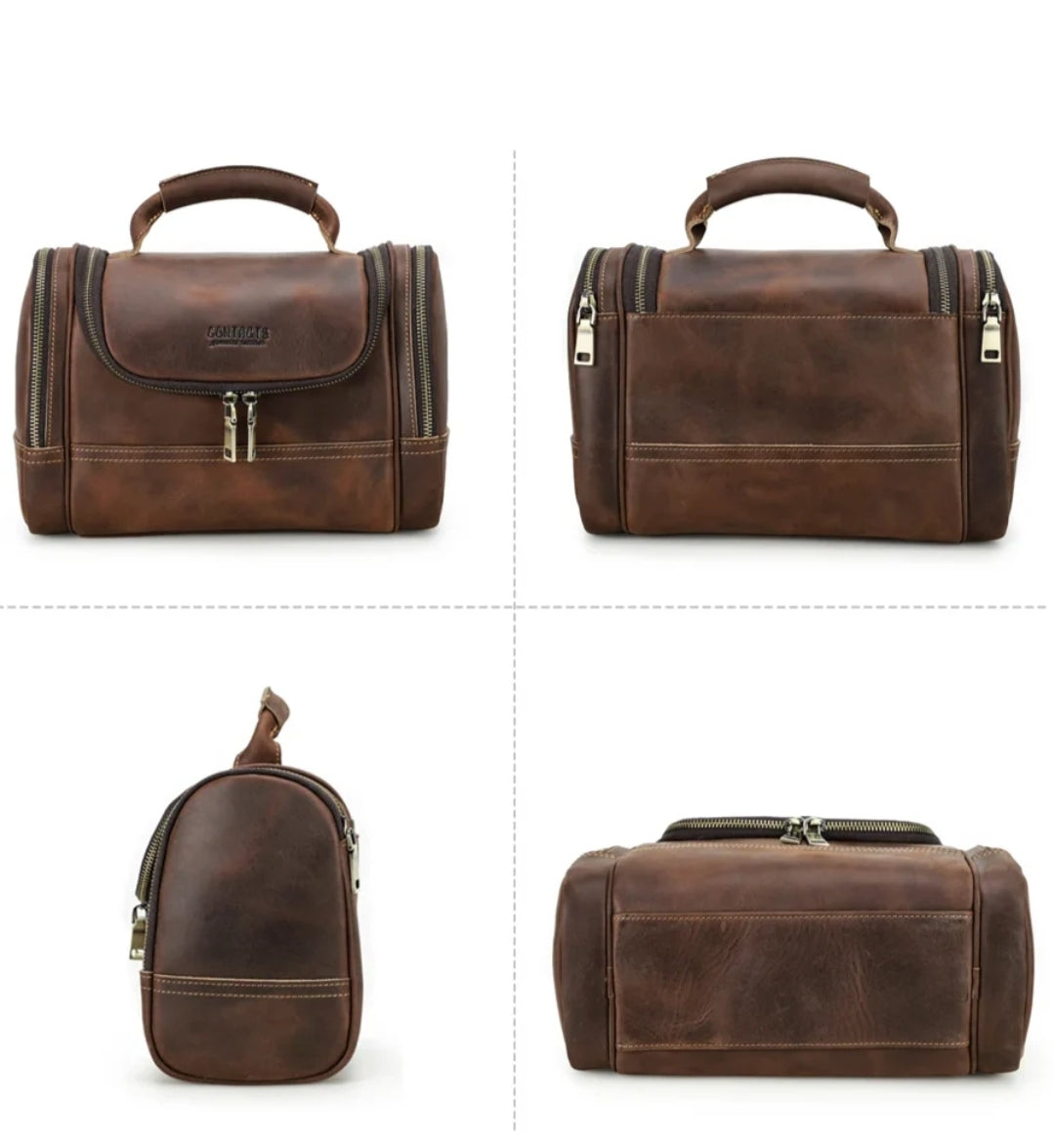 Nécessaire Masculina de Couro Estilo Retrô!