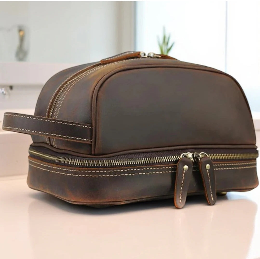 Nécessaire Masculina de Couro Genuíno – Modelo Cowhide