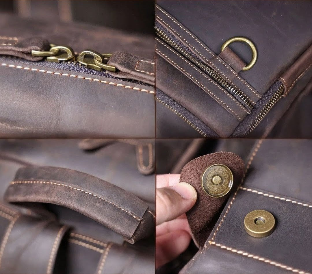 Mochila Masculina de Couro Original para Laptop – Modelo Prestige