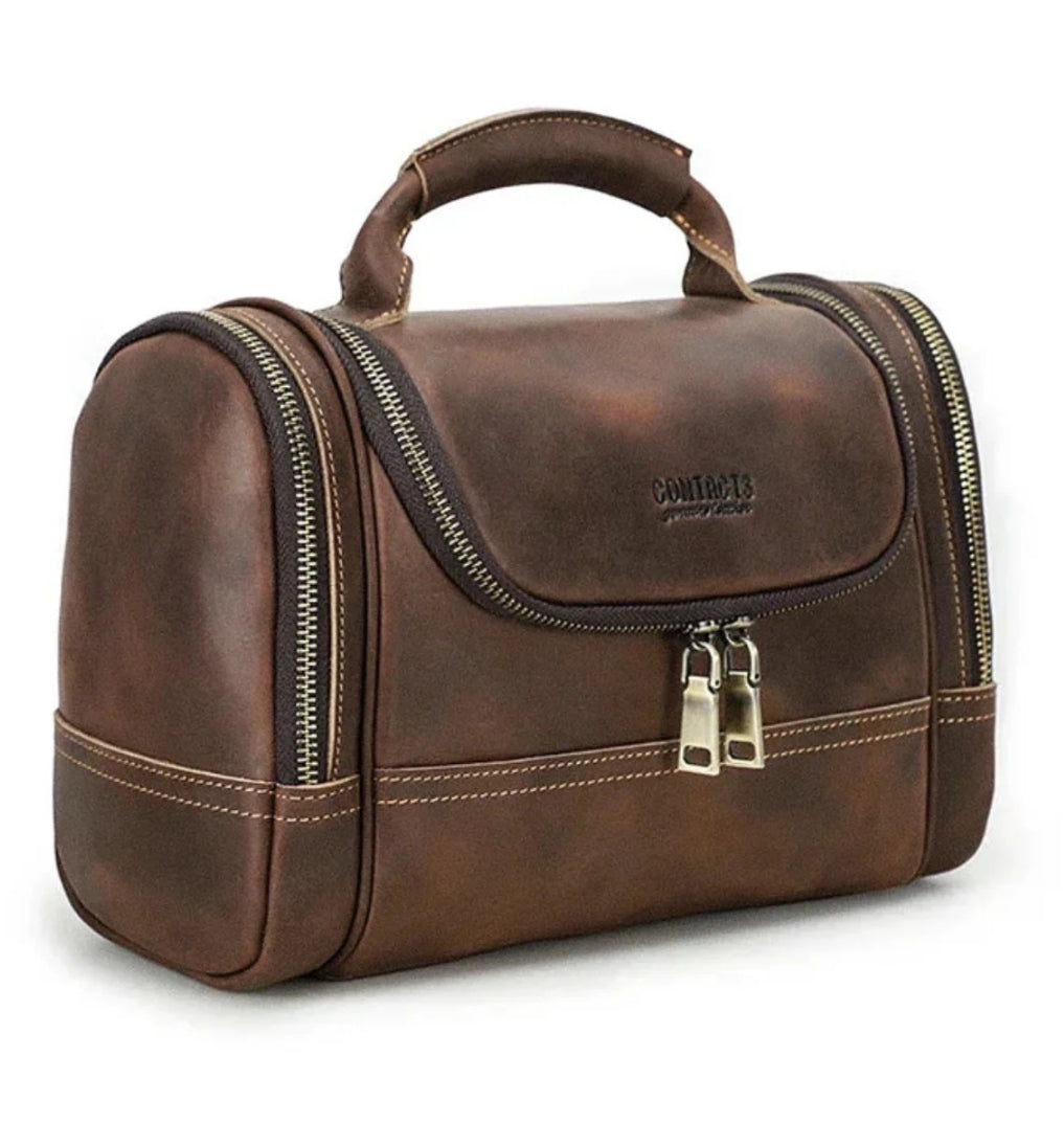 Nécessaire Masculina de Couro Estilo Retrô!
