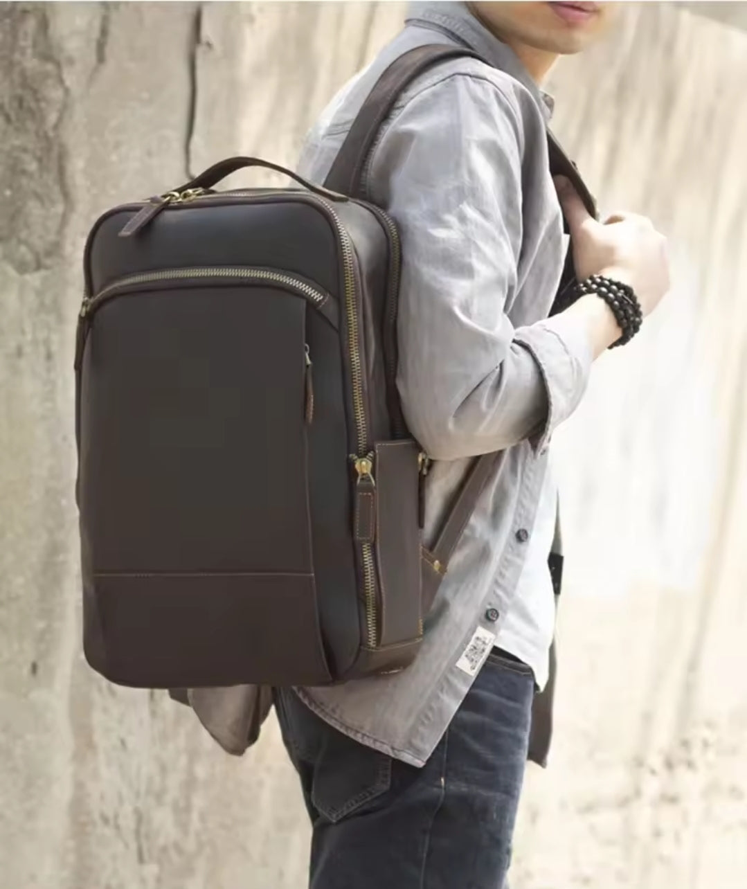 Mochila Masculina de Couro Legítimo para Notebook 15 polegadas – Modelo Clássico Slim FACILITYVIDA