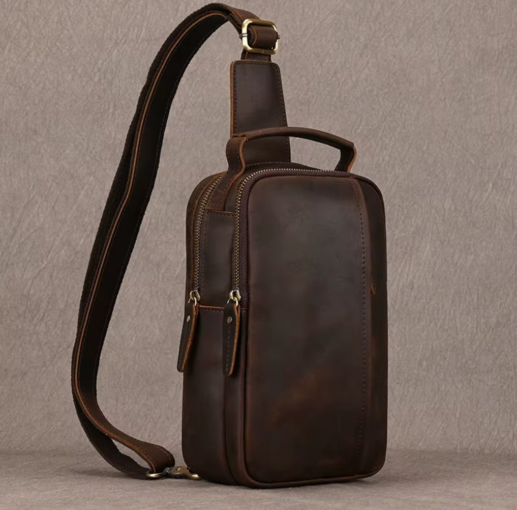 Bolsa Transversal Masculina de Couro Legítimo