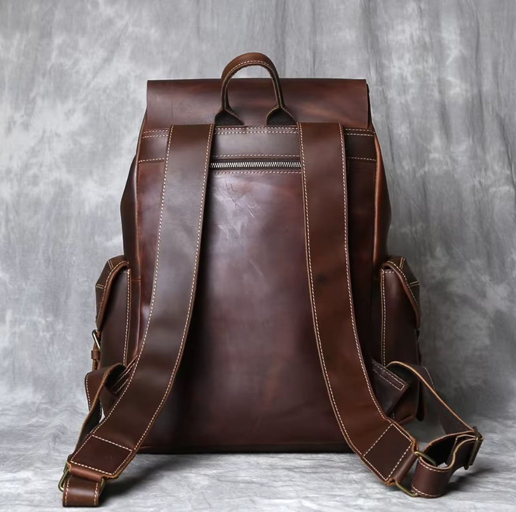 Mochila de Couro Genuíno Retro Horse Prime