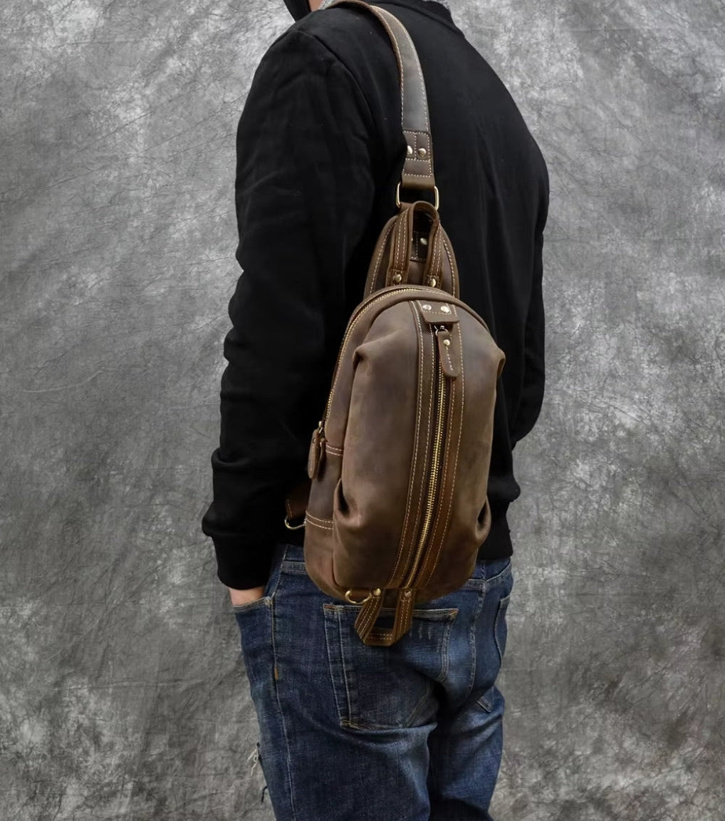 Bolsa Transversal Masculina de Couro Legítimo Vertex